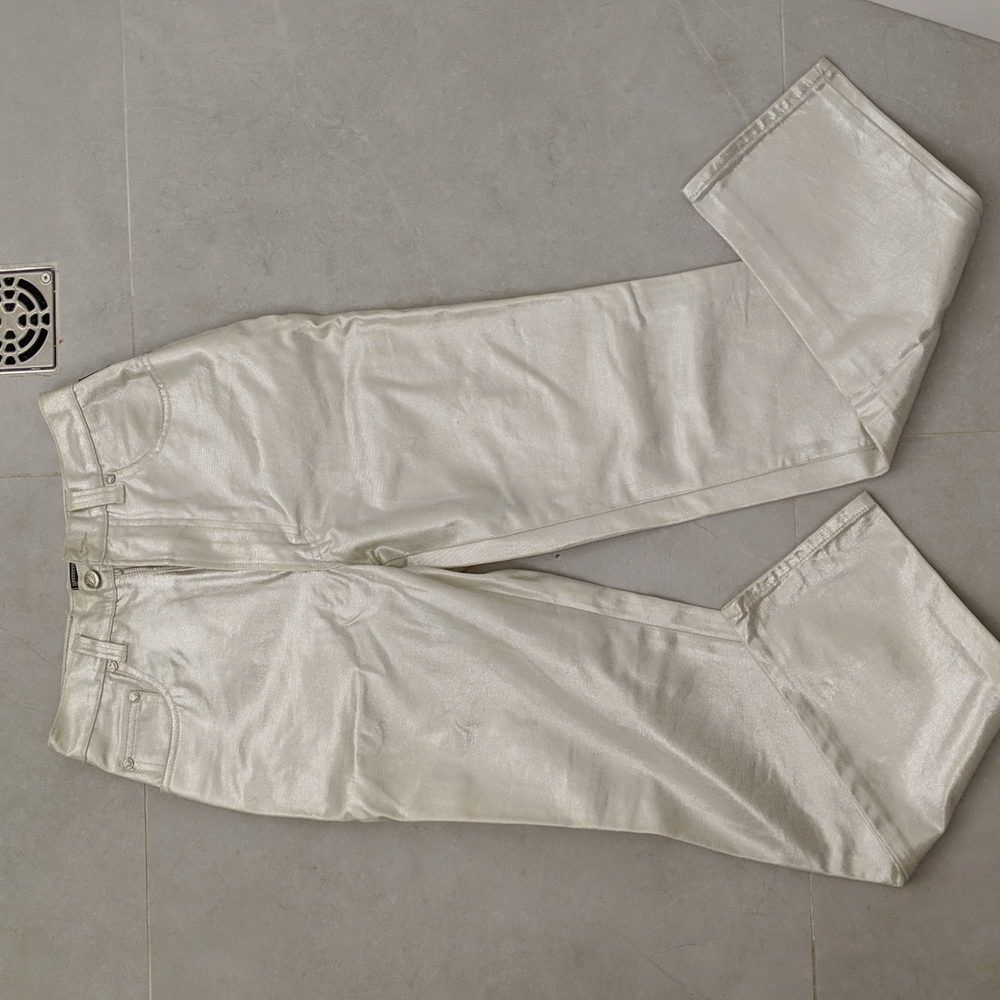 Versace pants, Jean style, light silver